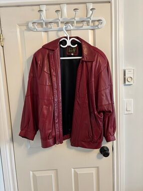 Leather Burgundy Red Bomber Jacket